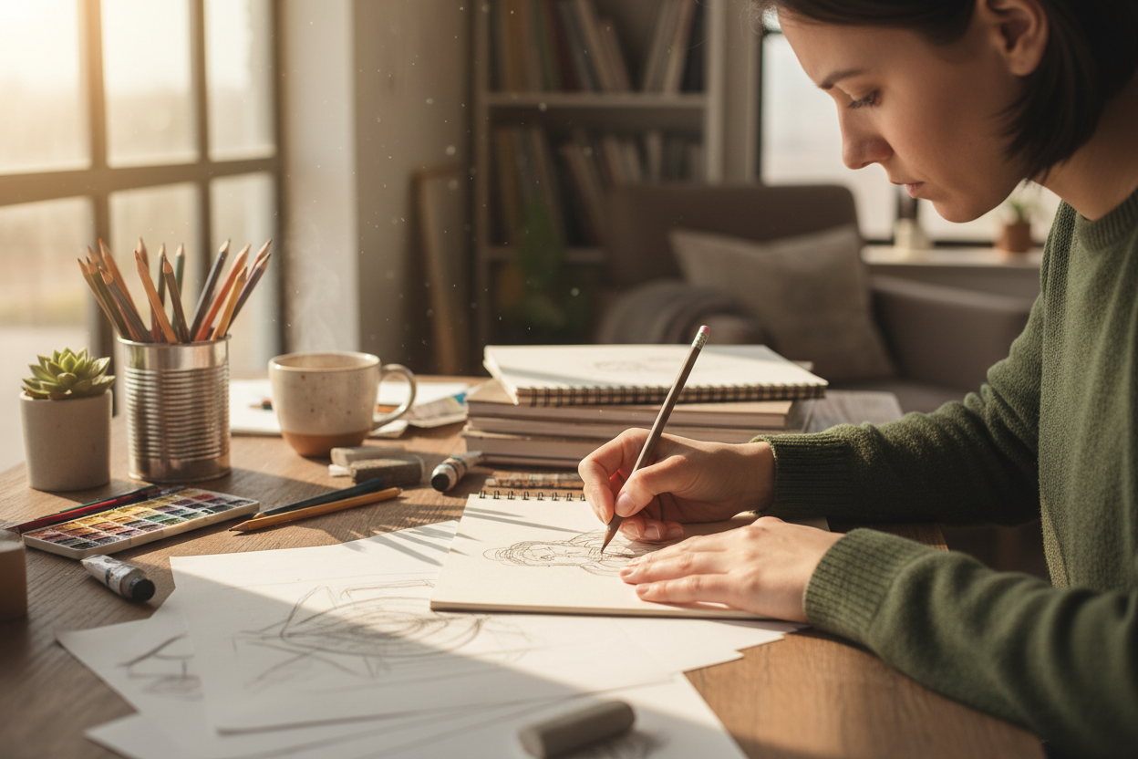 image of someone drawing